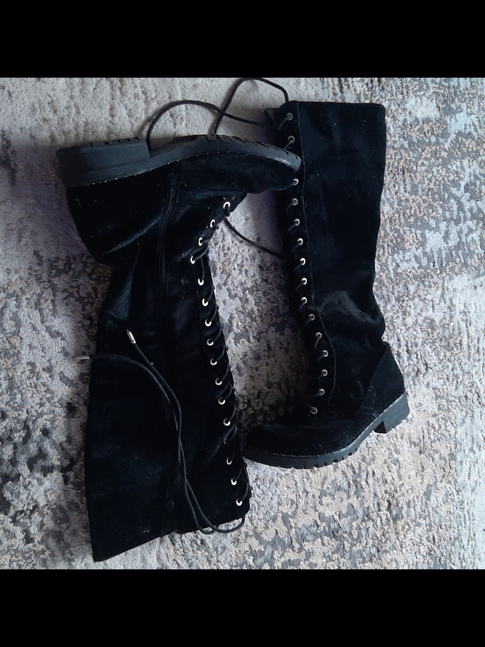 Black Lace-Up Knee-High Women's Boots